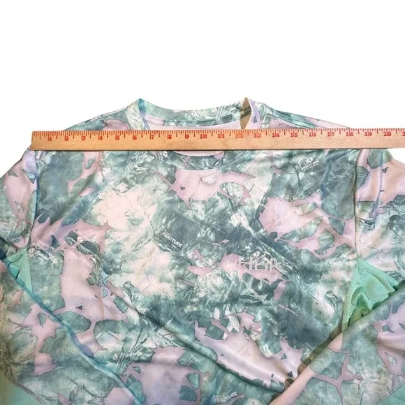 Huk Shirt Men's Large Seafoam Green Camo Mossy Oak Fracture Fishing  Long Sleeve - Picture 5 of 8